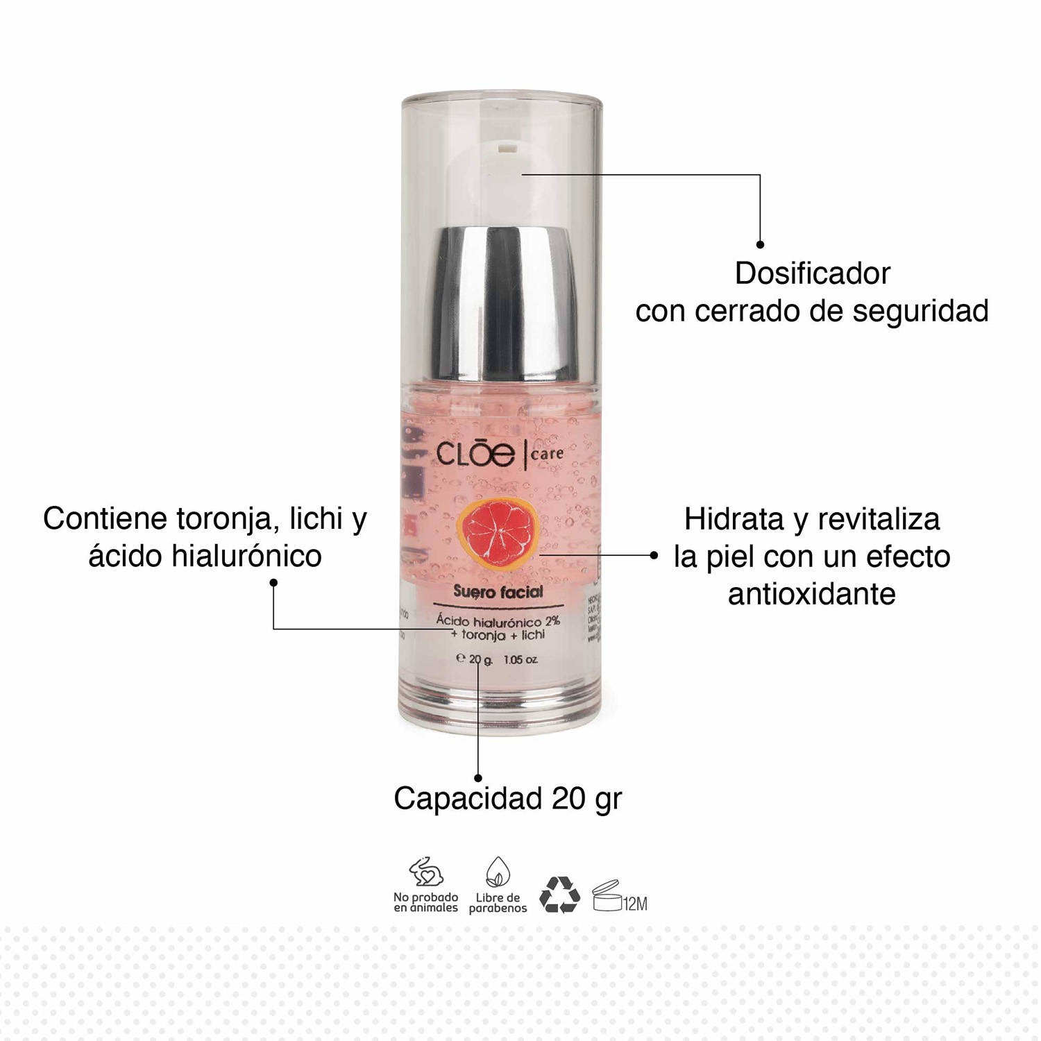 SUERO FACIAL CON ÁCIDO HIALURÓNICO + TORONJA  (SUERO HIDRATANTE PARA ROSTRO)